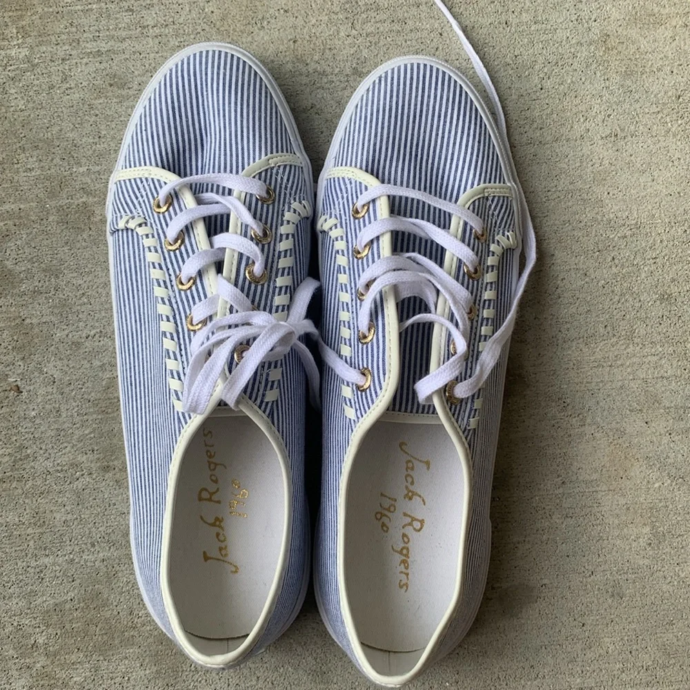 Jack Rogers Blue and White Canvas tennis shoes, sneakers